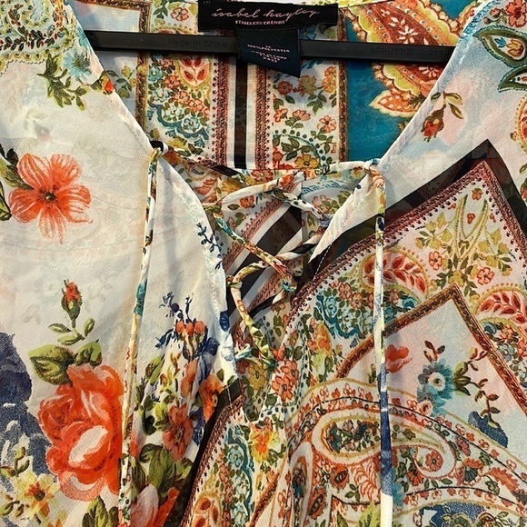 Isabel Hayley Patchwork Floral Paisley Tunic Semi to Sheer Blouse size 1X - Picture 10 of 15